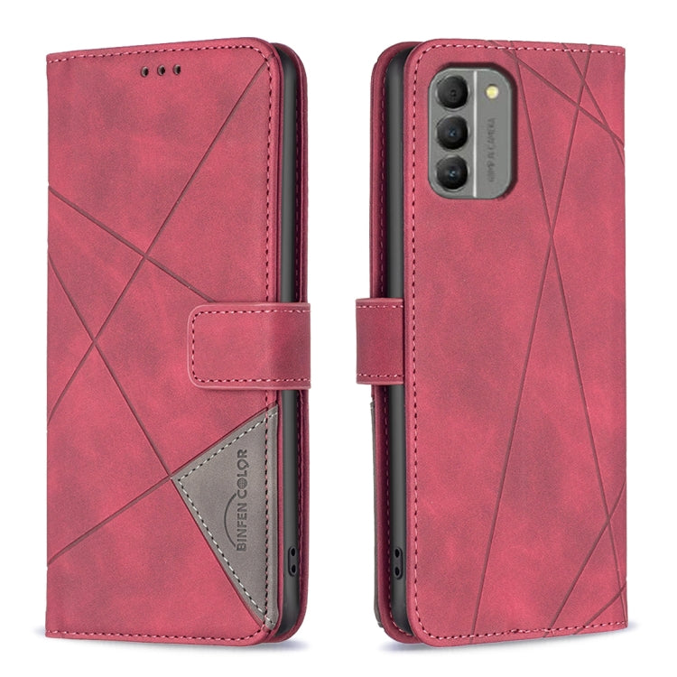 Custodia per telefono in pelle con struttura a rombo con fibbia magnetica, For Nokia G310, For Nokia G42, For Nokia C110, For Nokia C02