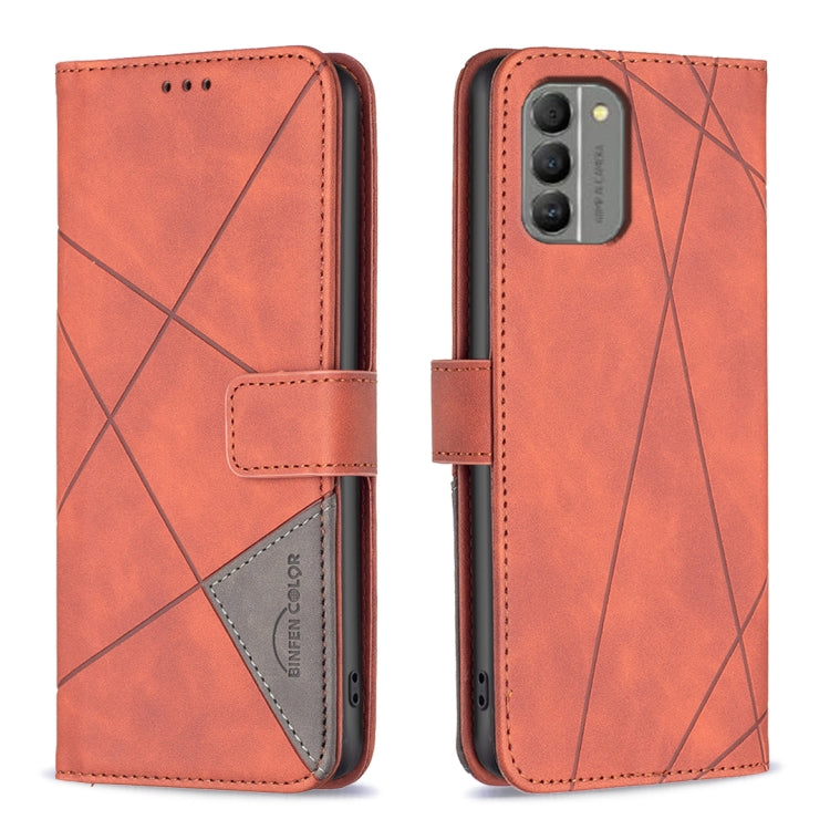 Custodia per telefono in pelle con struttura a rombo con fibbia magnetica, For Nokia G310, For Nokia G42, For Nokia C110, For Nokia C02