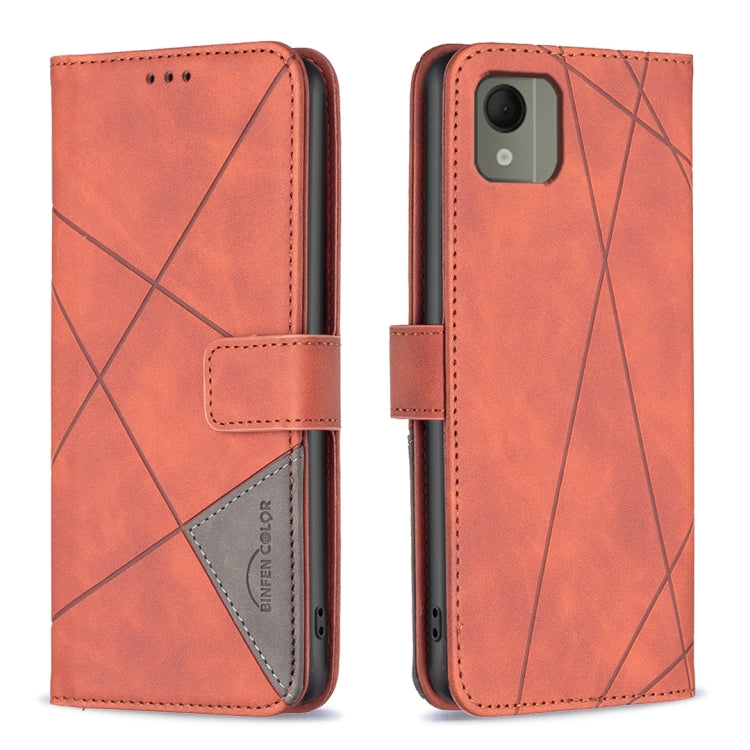 Custodia per telefono in pelle con struttura a rombo con fibbia magnetica, For Nokia G310, For Nokia G42, For Nokia C110, For Nokia C02
