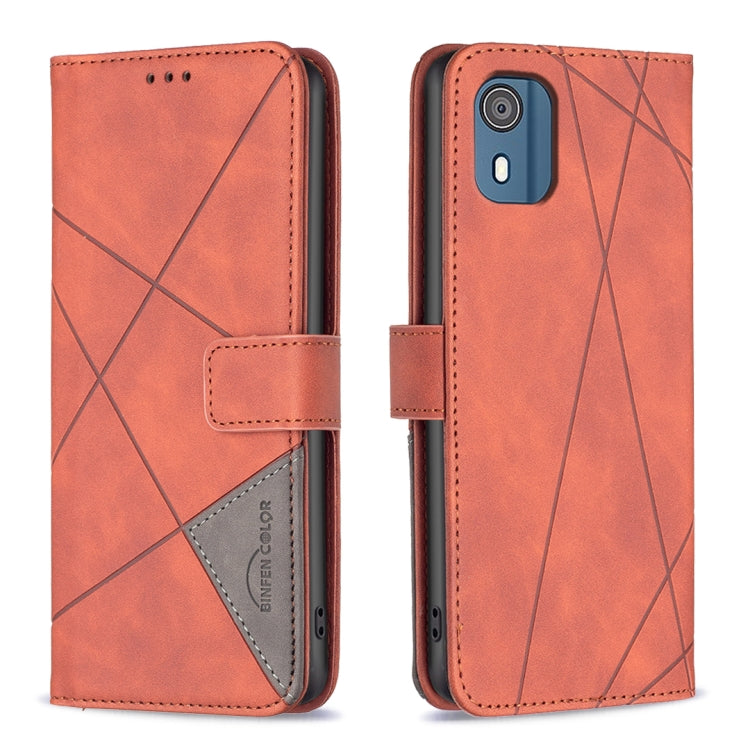 Custodia per telefono in pelle con struttura a rombo con fibbia magnetica, For Nokia G310, For Nokia G42, For Nokia C110, For Nokia C02
