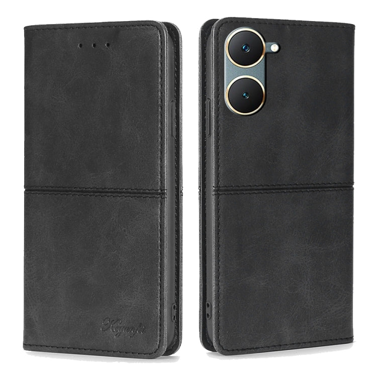 Custodia per telefono in pelle magnetica con trama di mucca, For vivo iQOO Z9 Turbo, For vivo Y03 4G, For vivo Y100 5G IDN, For vivo Y35+ 5G