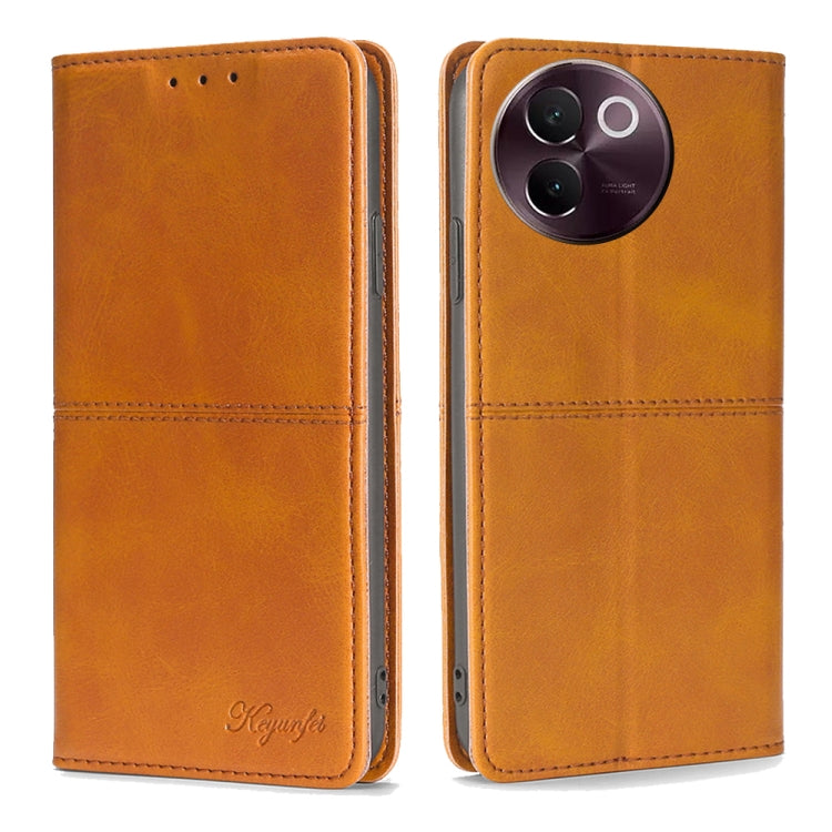 Custodia per telefono in pelle magnetica con trama di mucca, For vivo X100s, For vivo Y38 5G / T3x Global, For vivo V30e 5G Global, For vivo iQOO Z9x 5G
