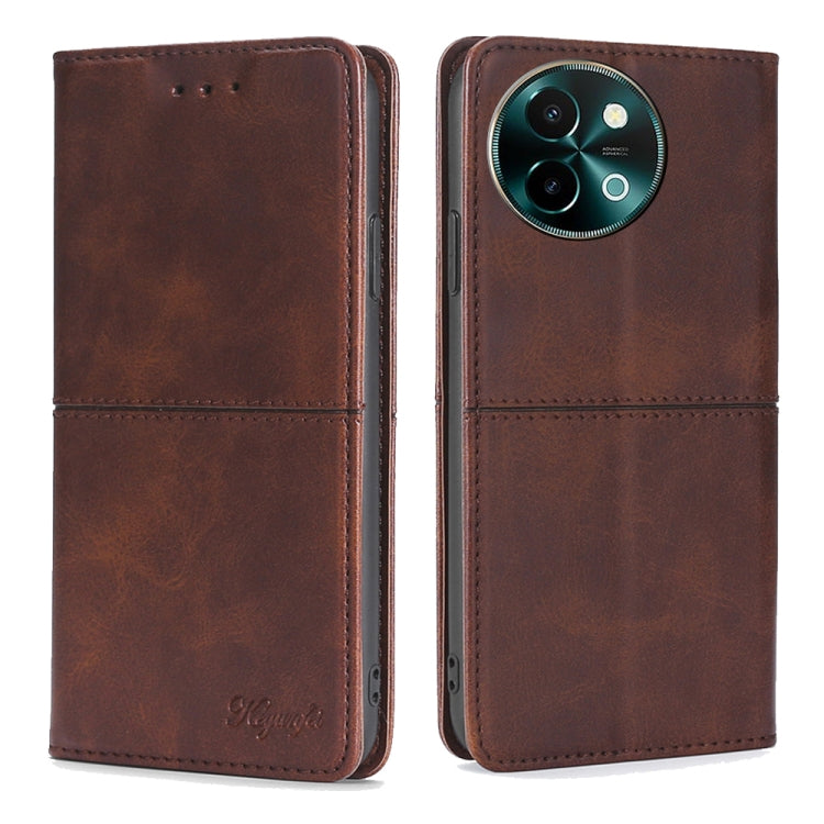 Custodia per telefono in pelle magnetica con trama di mucca, For vivo X100s, For vivo Y38 5G / T3x Global, For vivo V30e 5G Global, For vivo iQOO Z9x 5G