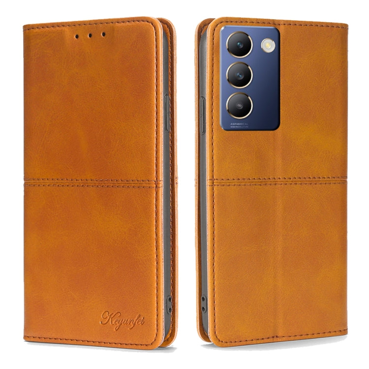 Custodia per telefono in pelle magnetica con trama di mucca, For vivo iQOO Z9 Turbo, For vivo Y03 4G, For vivo Y100 5G IDN, For vivo Y35+ 5G