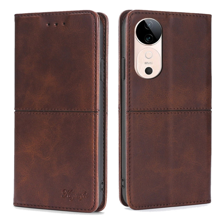 Custodia per telefono in pelle magnetica con trama di mucca, For vivo Y300 Pro 5G, For vivo S19 Pro, For vivo S19, For vivo Y28 4G