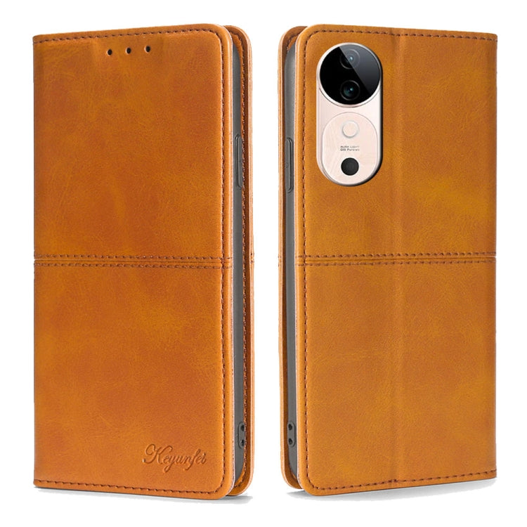 Custodia per telefono in pelle magnetica con trama di mucca, For vivo Y300 Pro 5G, For vivo S19 Pro, For vivo S19, For vivo Y28 4G