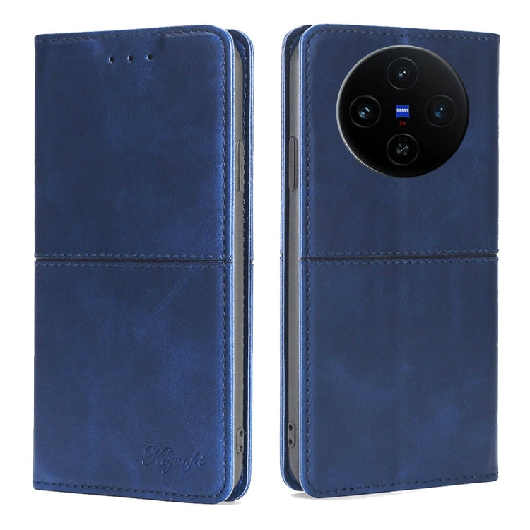 Custodia per telefono in pelle magnetica con trama di mucca, For vivo X100s, For vivo Y38 5G / T3x Global, For vivo V30e 5G Global, For vivo iQOO Z9x 5G