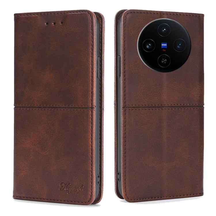 Custodia per telefono in pelle magnetica con trama di mucca, For vivo X100s, For vivo Y38 5G / T3x Global, For vivo V30e 5G Global, For vivo iQOO Z9x 5G