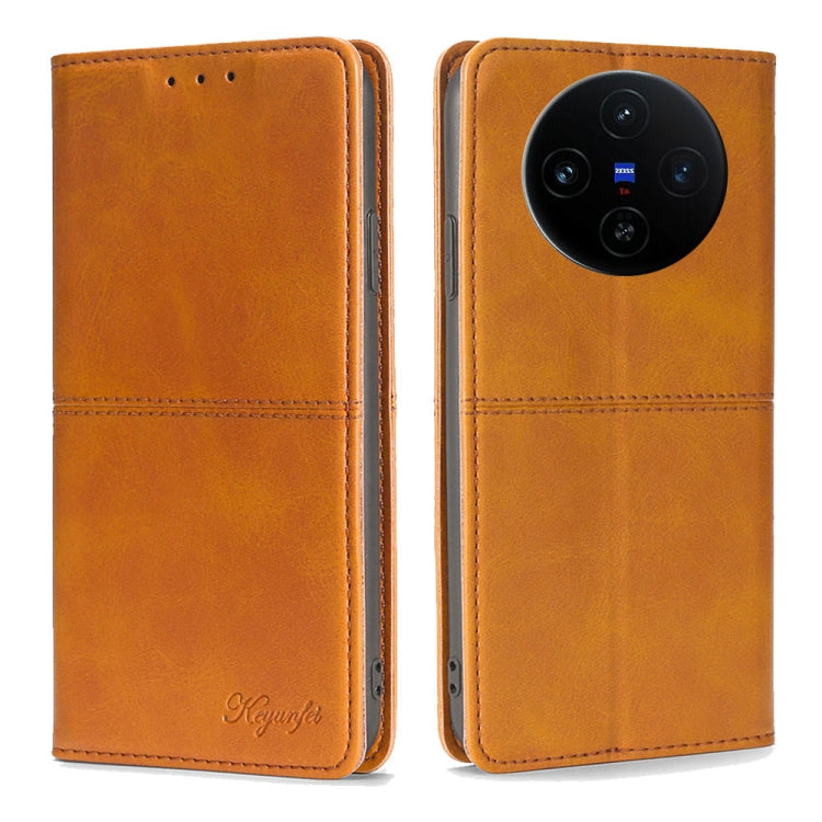 Custodia per telefono in pelle magnetica con trama di mucca, For vivo X100s, For vivo Y38 5G / T3x Global, For vivo V30e 5G Global, For vivo iQOO Z9x 5G