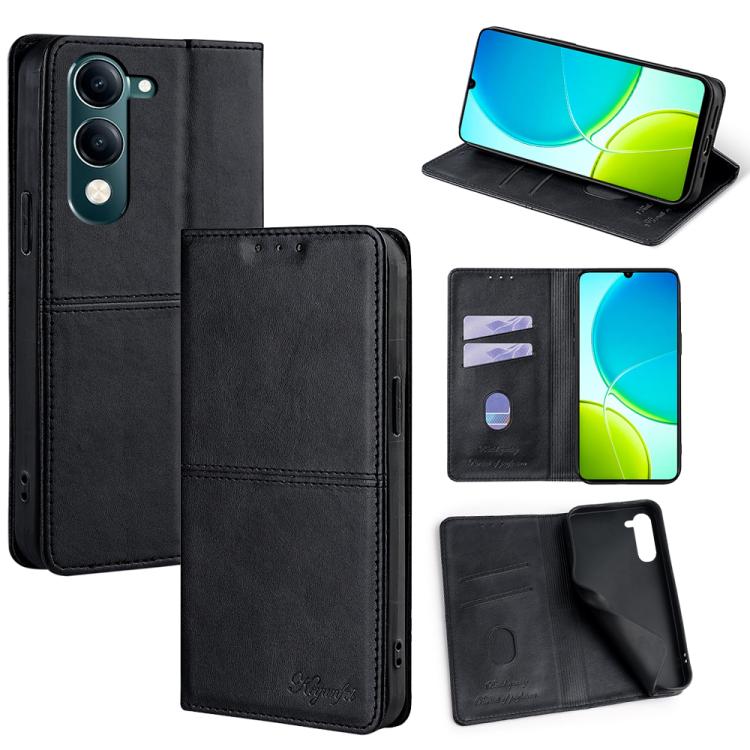 Custodia per telefono in pelle magnetica con trama di mucca, For vivo V50 Lite 5G, For vivo Y29s 5G / Y04 4G, For vivo Y29 4G Global, For vivo V50 5G