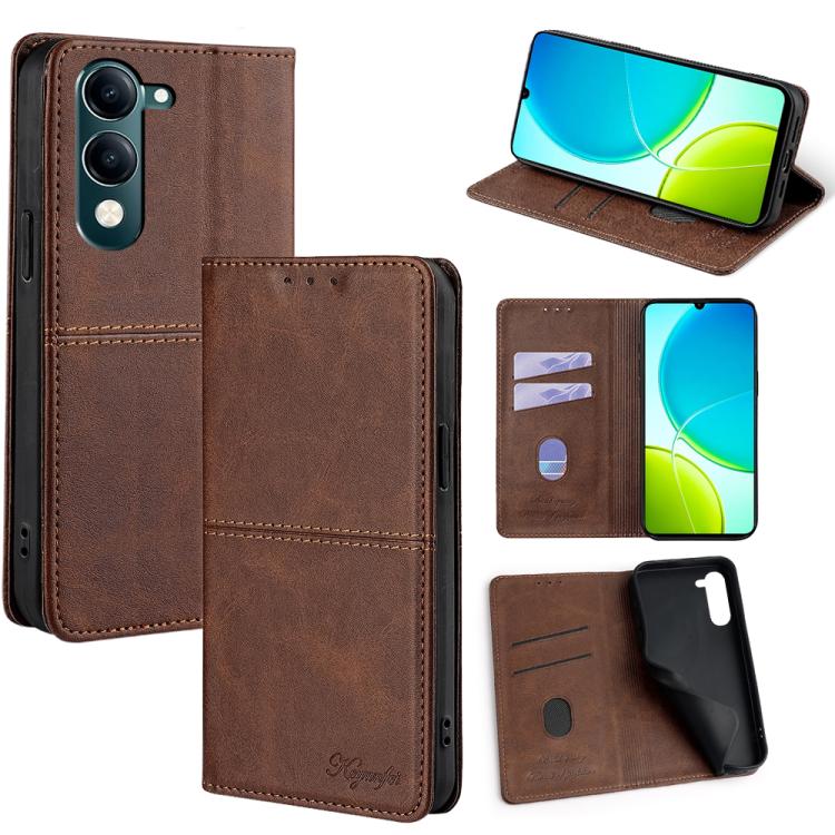 Custodia per telefono in pelle magnetica con trama di mucca, For vivo V50 Lite 5G, For vivo Y29s 5G / Y04 4G, For vivo Y29 4G Global, For vivo V50 5G