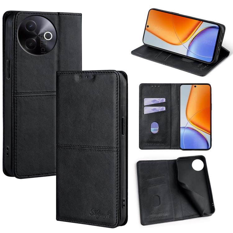 Custodia per telefono in pelle magnetica con trama di mucca, For vivo V60 5G Global, For vivo iQOO Neo 10 5G Global, For vivo X200s 5G, For vivo Y39 5G Global