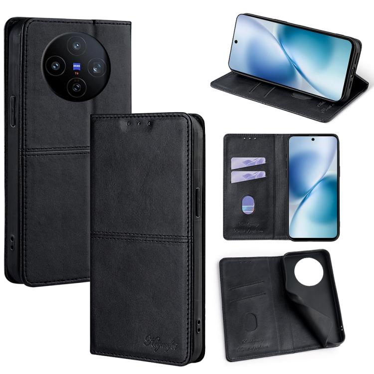 Custodia per telefono in pelle magnetica con trama di mucca, For vivo V60 5G Global, For vivo iQOO Neo 10 5G Global, For vivo X200s 5G, For vivo Y39 5G Global