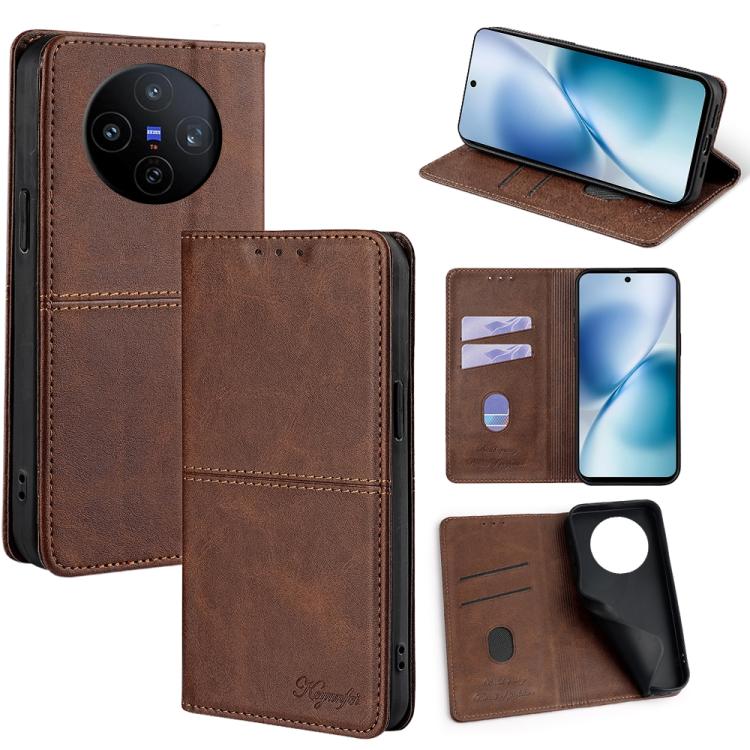 Custodia per telefono in pelle magnetica con trama di mucca, For vivo V60 5G Global, For vivo iQOO Neo 10 5G Global, For vivo X200s 5G, For vivo Y39 5G Global