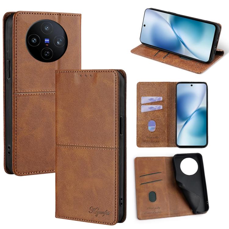 Custodia per telefono in pelle magnetica con trama di mucca, For vivo V60 5G Global, For vivo iQOO Neo 10 5G Global, For vivo X200s 5G, For vivo Y39 5G Global
