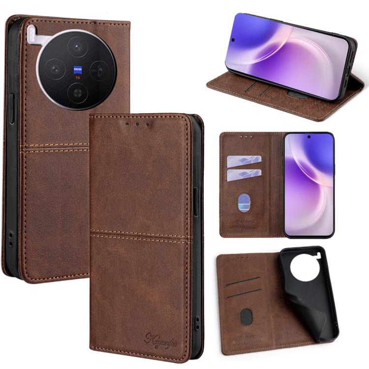 Custodia per telefono in pelle magnetica con trama di mucca, For vivo X300 Ultra 5G, For vivo X300 Pro 5G, For vivo X300 5G, For vivo V60 Lite 5G Global