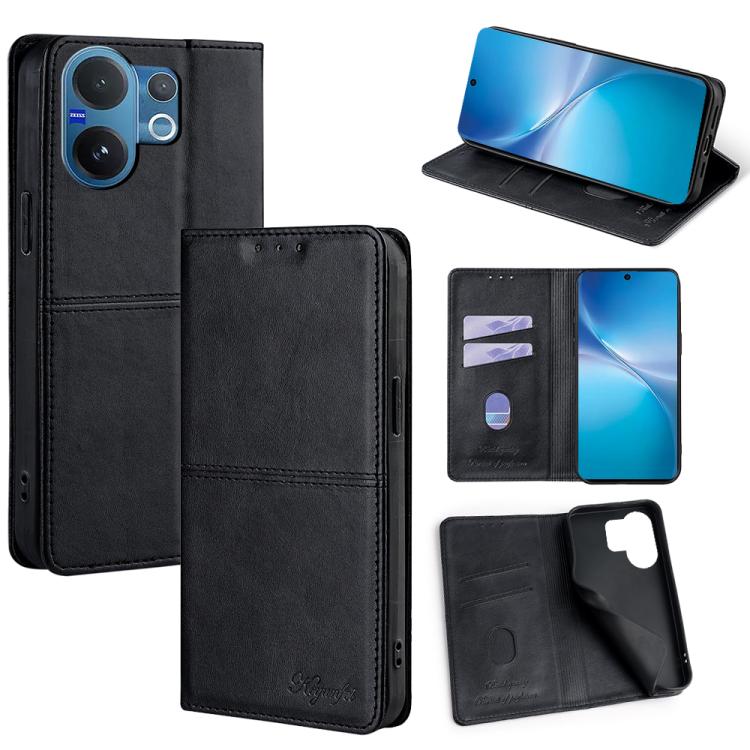 Custodia per telefono in pelle magnetica con trama di mucca, For vivo V60 5G Global, For vivo iQOO Neo 10 5G Global, For vivo X200s 5G, For vivo Y39 5G Global