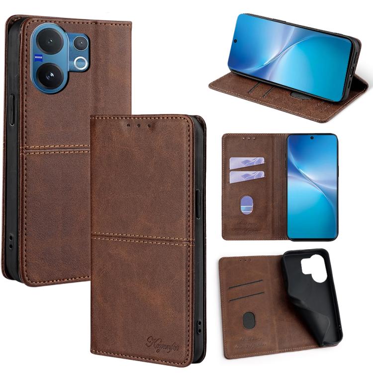 Custodia per telefono in pelle magnetica con trama di mucca, For vivo V60 5G Global, For vivo iQOO Neo 10 5G Global, For vivo X200s 5G, For vivo Y39 5G Global