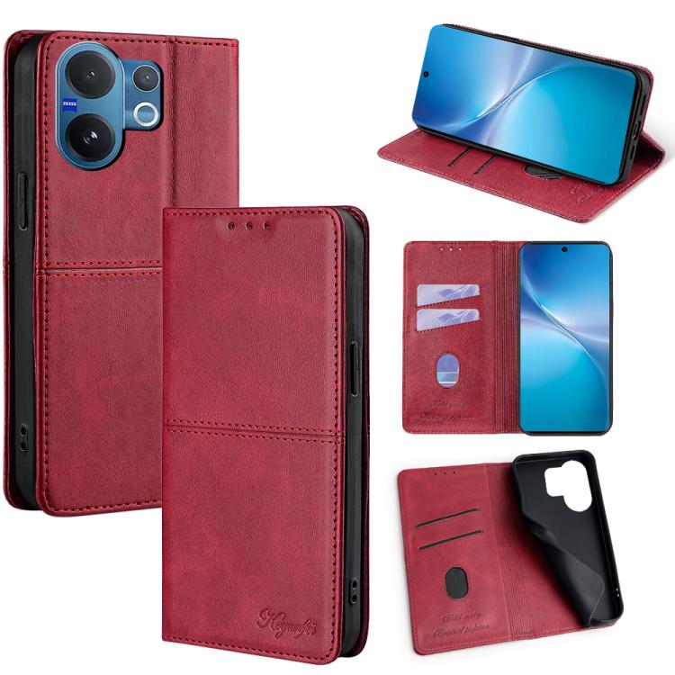 Custodia per telefono in pelle magnetica con trama di mucca, For vivo V60 5G Global, For vivo iQOO Neo 10 5G Global, For vivo X200s 5G, For vivo Y39 5G Global