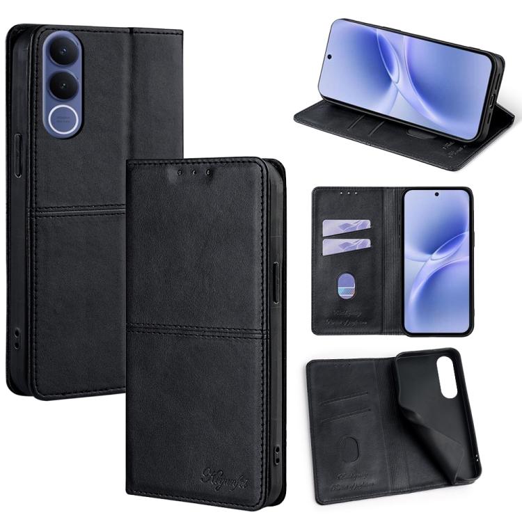 Custodia per telefono in pelle magnetica con trama di mucca, For vivo X300s 5G, For vivo V70 FE 5G, For vivo Y05 4G, For vivo Y500i 5G