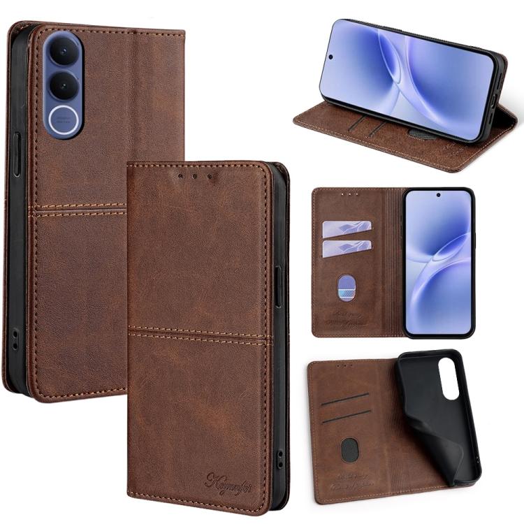 Custodia per telefono in pelle magnetica con trama di mucca, For vivo X300s 5G, For vivo V70 FE 5G, For vivo Y05 4G, For vivo Y500i 5G
