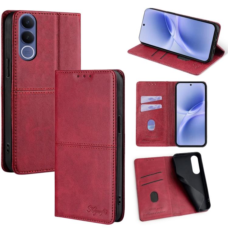 Custodia per telefono in pelle magnetica con trama di mucca, For vivo X300s 5G, For vivo V70 FE 5G, For vivo Y05 4G, For vivo Y500i 5G