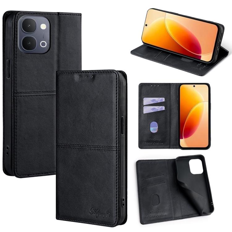 Custodia per telefono in pelle magnetica con trama di mucca, For vivo X300s 5G, For vivo V70 FE 5G, For vivo Y05 4G, For vivo Y500i 5G