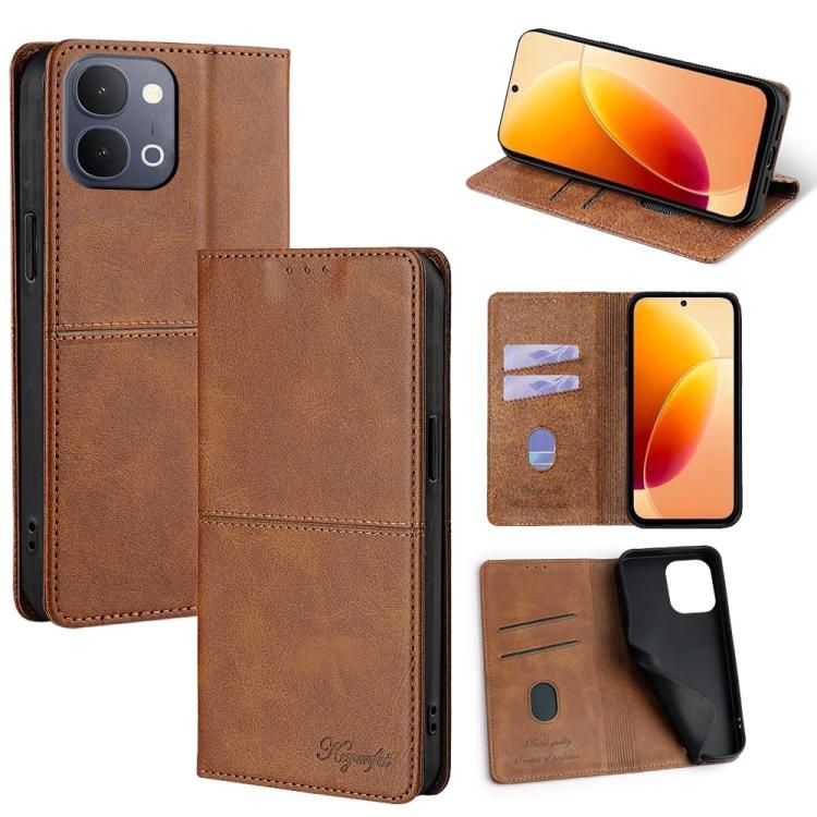 Custodia per telefono in pelle magnetica con trama di mucca, For vivo X300s 5G, For vivo V70 FE 5G, For vivo Y05 4G, For vivo Y500i 5G