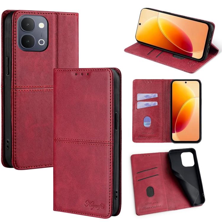 Custodia per telefono in pelle magnetica con trama di mucca, For vivo X300s 5G, For vivo V70 FE 5G, For vivo Y05 4G, For vivo Y500i 5G