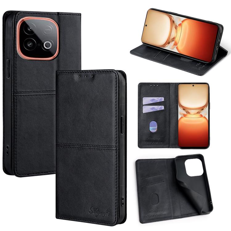 Custodia per telefono in pelle magnetica con trama di mucca, For vivo V60 5G Global, For vivo iQOO Neo 10 5G Global, For vivo X200s 5G, For vivo Y39 5G Global