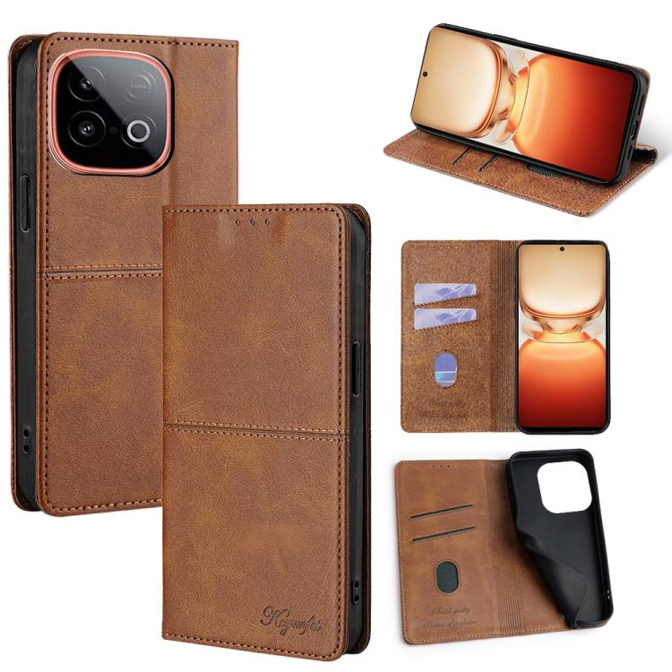 Custodia per telefono in pelle magnetica con trama di mucca, For vivo V60 5G Global, For vivo iQOO Neo 10 5G Global, For vivo X200s 5G, For vivo Y39 5G Global