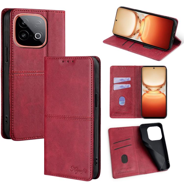 Custodia per telefono in pelle magnetica con trama di mucca, For vivo V60 5G Global, For vivo iQOO Neo 10 5G Global, For vivo X200s 5G, For vivo Y39 5G Global