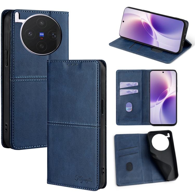 Custodia per telefono in pelle magnetica con trama di mucca, For vivo X300s 5G, For vivo V70 FE 5G, For vivo Y05 4G, For vivo Y500i 5G