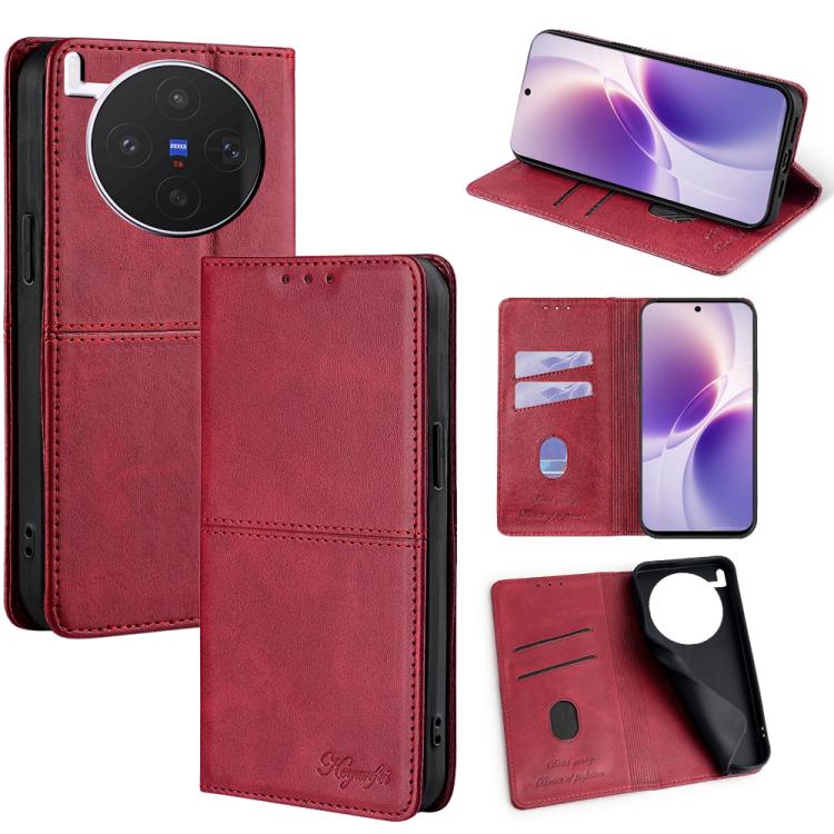 Custodia per telefono in pelle magnetica con trama di mucca, For vivo X300s 5G, For vivo V70 FE 5G, For vivo Y05 4G, For vivo Y500i 5G