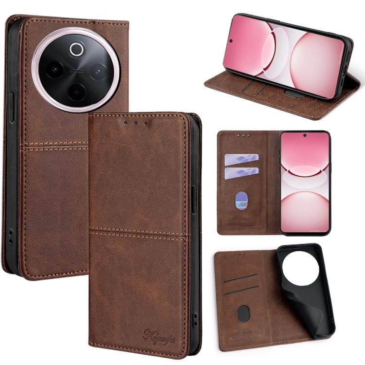 Custodia per telefono in pelle magnetica con trama di mucca, For vivo Y300 Pro 5G, For vivo S19 Pro, For vivo S19, For vivo Y28 4G