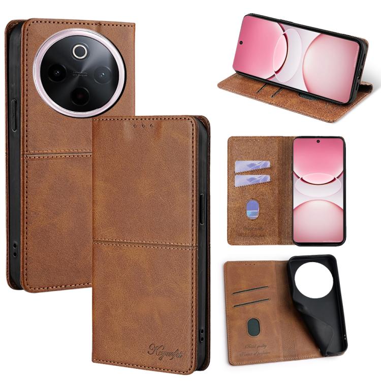 Custodia per telefono in pelle magnetica con trama di mucca, For vivo Y300 Pro 5G, For vivo S19 Pro, For vivo S19, For vivo Y28 4G