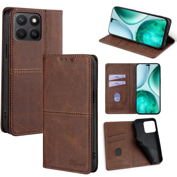 Custodia per telefono in pelle magnetica con trama di mucca, For Honor 400 Pro Global 160.8mm, For Honor X8c 4G, For Honor Play 60 Plus, For Honor 200 5G
