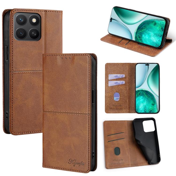 Custodia per telefono in pelle magnetica con trama di mucca, For Honor 400 Pro Global 160.8mm, For Honor X8c 4G, For Honor Play 60 Plus, For Honor 200 5G