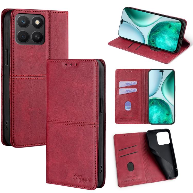 Custodia per telefono in pelle magnetica con trama di mucca, For Honor 400 Pro Global 160.8mm, For Honor X8c 4G, For Honor Play 60 Plus, For Honor 200 5G