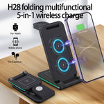Caricabatterie wireless multifunzionale pieghevole H28 15W 5 in 1, H28
