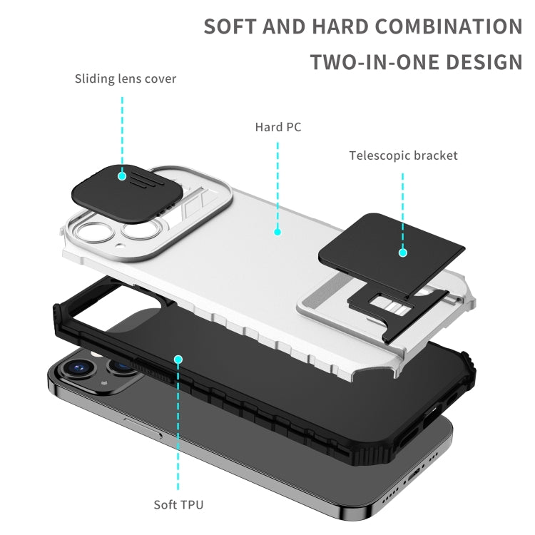 Custodia per telefono camshield scorrevole con supporto stereoscopico, For iPhone 15 Plus, For iPhone 15