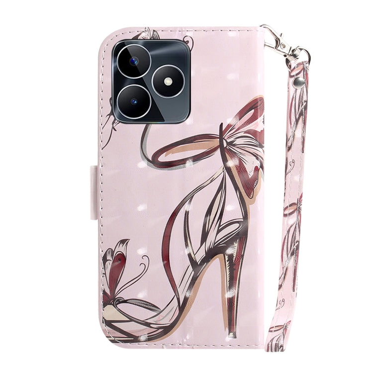 Custodia per telefono in pelle flip orizzontale colorata 3D, For Realme C53 / Narzo N53, For Realme C65 4G