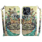 Custodia per telefono in pelle flip orizzontale colorata 3D, For Realme C53 / Narzo N53, For Realme C65 4G