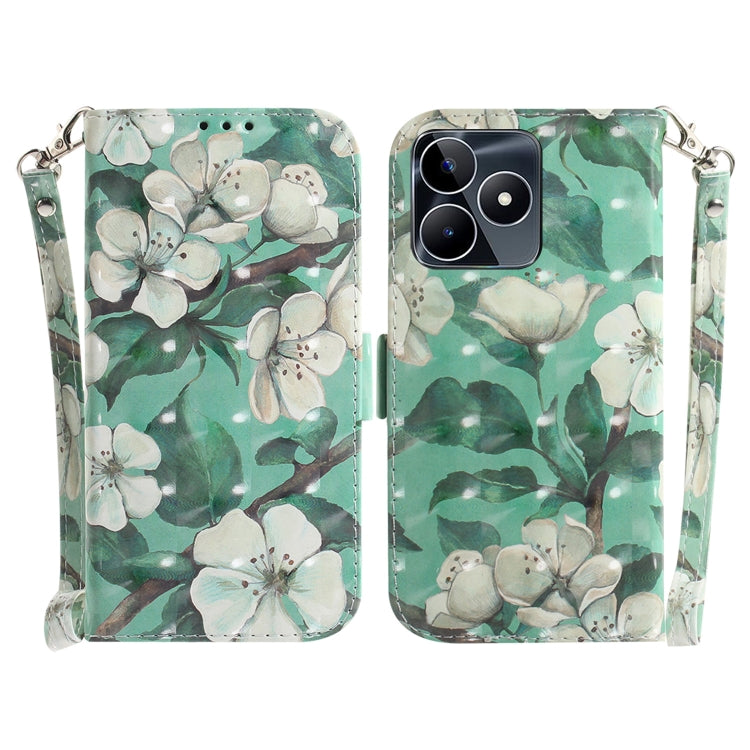 Custodia per telefono in pelle flip orizzontale colorata 3D, For Realme C53 / Narzo N53, For Realme C65 4G