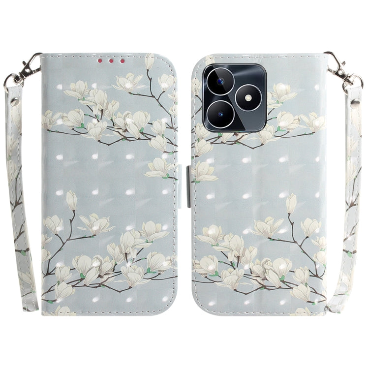 Custodia per telefono in pelle flip orizzontale colorata 3D, For Realme C53 / Narzo N53, For Realme C65 4G