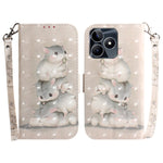 Custodia per telefono in pelle flip orizzontale colorata 3D, For Realme C53 / Narzo N53, For Realme C65 4G