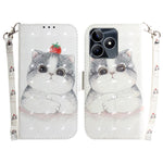 Custodia per telefono in pelle flip orizzontale colorata 3D, For Realme C53 / Narzo N53, For Realme C65 4G