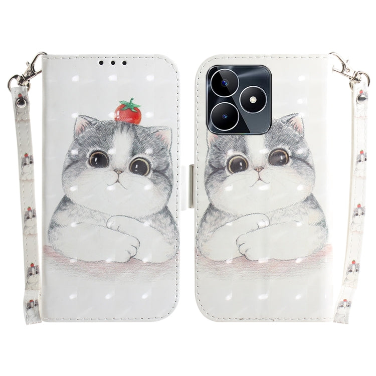 Custodia per telefono in pelle flip orizzontale colorata 3D, For Realme C53 / Narzo N53, For Realme C65 4G