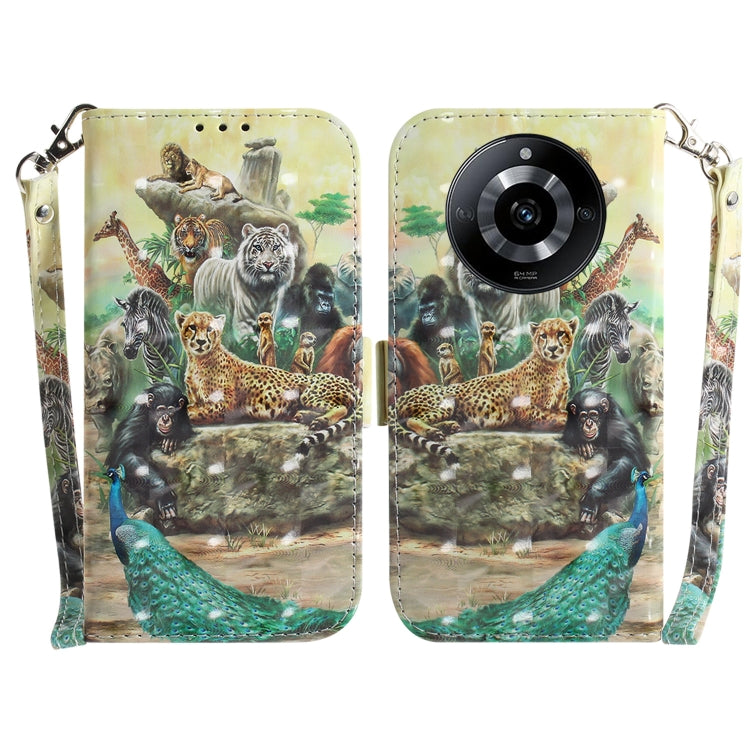 Custodia per telefono in pelle flip orizzontale colorata 3D, For Realme 11 4G Global, For Realme 11 5G/Narzo 60 India Version