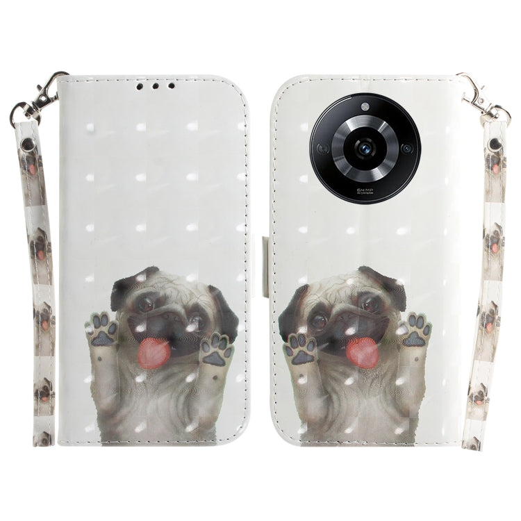 Custodia per telefono in pelle flip orizzontale colorata 3D, For Realme 11 4G Global, For Realme 11 5G/Narzo 60 India Version